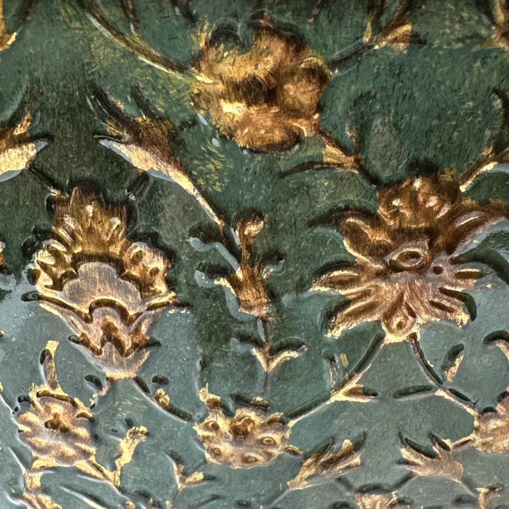 OLD TIME POTTERY Textured Metal Vase 9.5‎ X 11 X 3